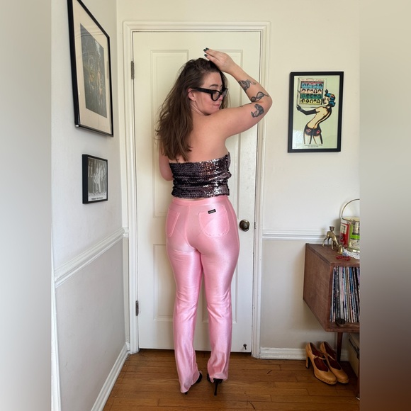 70s-80s Vintage Black Sequin Disco Tube Top - Picture 2 of 7